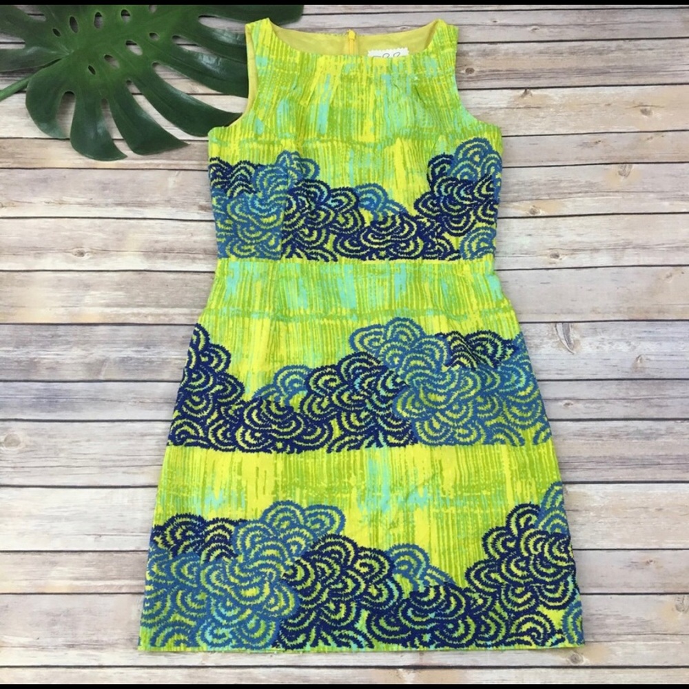 Tabitha Azure yellow blue embroidered dress